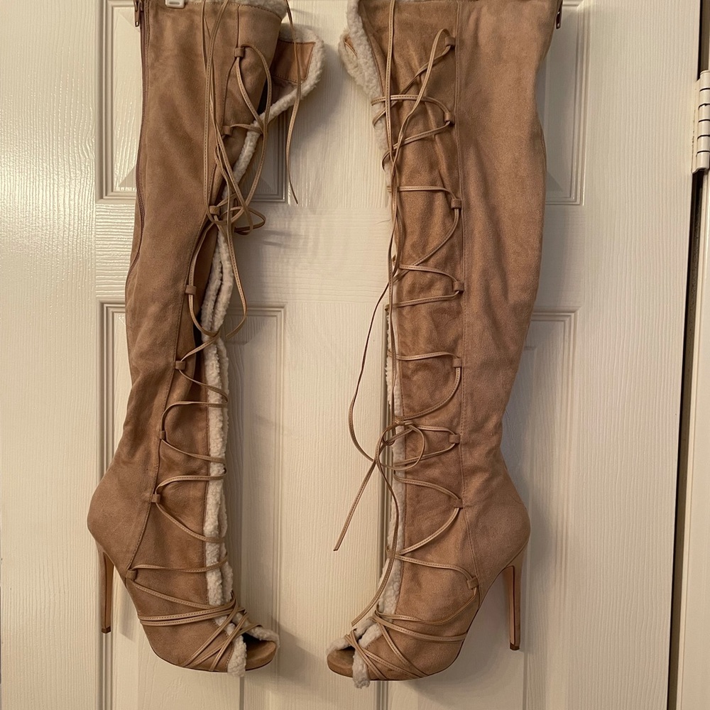 Knee High Open Toe Boots